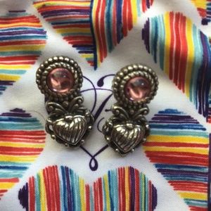 Brighton Pink Gem/Silver Heart Earrings